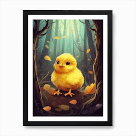 A Cute Chick In The Forest Illustration 1watercolour Art Print