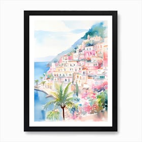 Positano, Italy Watercolour Streets 2 Art Print