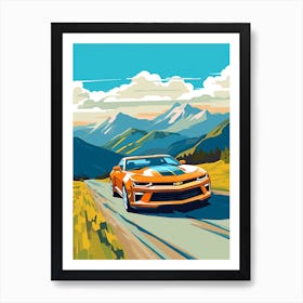 A Chevrolet Camaro In The The Great Alpine Road Australia 2 Art Print