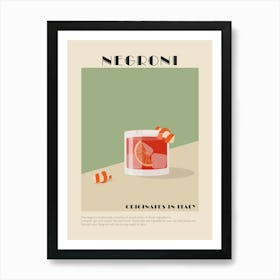 Negroni Cocktail Print Art Print