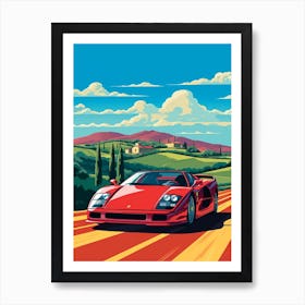 A Ferrari F40 In The Tuscany Italy Illustration 4 Art Print