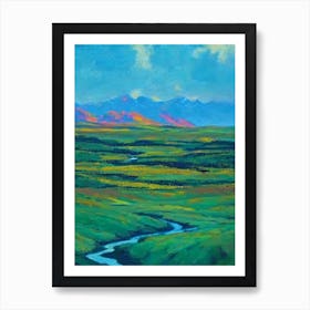 Denali National Park And Preserve United States Of America Blue Oil Painting 1  Art Print
