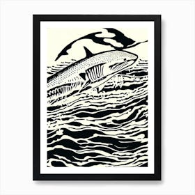 Tiger Shark II Linocut Art Print