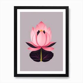 A Pink Lotus In Minimalist Style Vertical Composition 19 Art Print