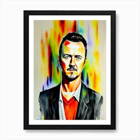 Edward Norton In American History X Watercolor 4 Art Print