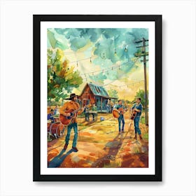 Storybook Illustration Live Music Scene Austin Texas  2 Art Print