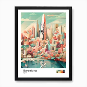 Barcelona, Spain, Geometric Illustration 4 Poster Art Print