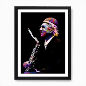 Charles Lloyd Jazz Musician in my Colorful Illustration Art Print