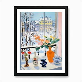 The Windowsill Of Munich   Germany Snow Inspired By Matisse 4 Art Print