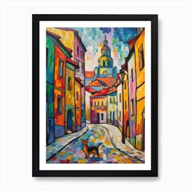 Painting Of Moscow Russia With A Cat In The Style Of Fauvism  3 Art Print