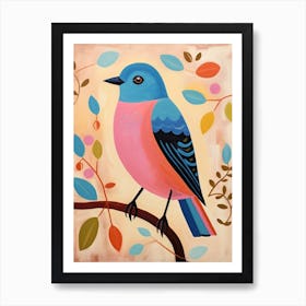 Pink Scandi Eastern Bluebird 4 Art Print