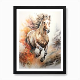 A Horse Painting In The Style Of Blending 4 Art Print