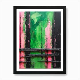 Abstract Pink Green Painting Art Print