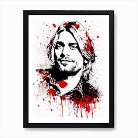 Kurt Cobain Portrait Ink Painting (8) Art Print
