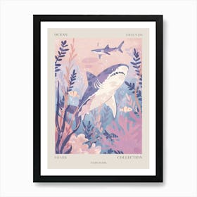 Purple Tiger Shark Illustration 3 Poster Art Print