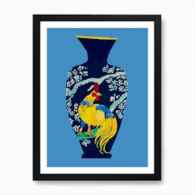 Chicken Antique Vase Art Print