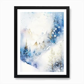 Snowflakes In The Mountains, Snowflakes, Storybook Watercolours 1 Art Print
