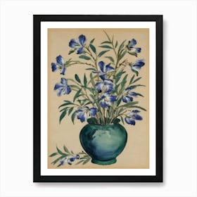 Blue Flowers In A Vase Art Print