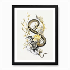 Yellow Bellied Snake Gold And Black Art Print