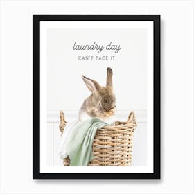 Bashful Bunny Laundry Day Can T Face It Art Print