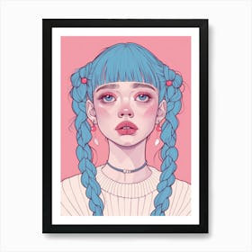 Blue Haired Girl 10 Art Print