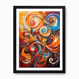 Abstract Painting Capturing The Convergence Of Diverse Human Rights And Cultures Showcasing Swirls (3) Art Print