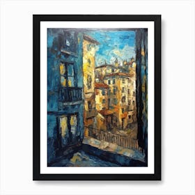 Window View Of Barcelona In The Style Of Expressionism 4 Art Print