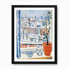 The Windowsill Of Bruges   Belgium Snow Inspired By Matisse 1 Art Print