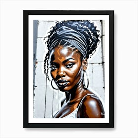 Graffiti Mural Of Beautiful Black Woman 386 Art Print