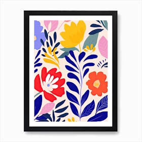 Whimsical Flower Waltz; Henri Matisse Style Colorful Flower Market Art Print