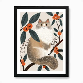 Norwegian Forest Cat Storybook Illustration 3 Art Print