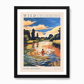 Wild Swimming At River Waveney Suffolk 3 Poster Art Print