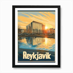 Aihrgdesign A Mid Century Modern Travel Poster For Reykjavik 5 Art Print