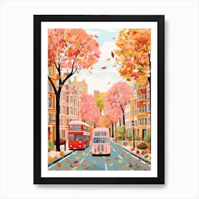 London Street In Autumn Fall Travel Art 3 Art Print