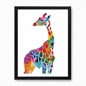 Rainbow Giraffe Bending Its Neck Watercolour Art Print