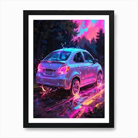 Neon Car Painting Art Print