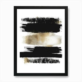 Black And Gold Brushstrokes 8 Art Print