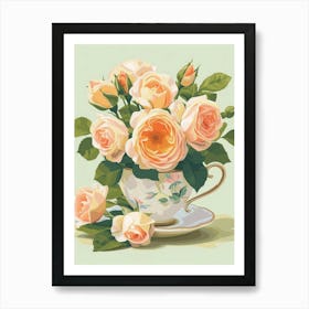 English Roses Painting Rose In A Teacup 4 Art Print