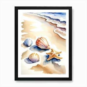 Seashells on the beach, watercolor painting 9 Art Print