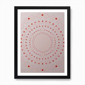 Geometric Abstract Glyph Circle Array in Tomato Red n.0051 Art Print