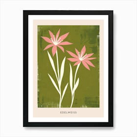 Pink & Green Edelweiss 1 Flower Poster Art Print