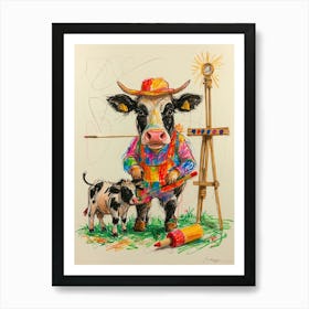 Cow Artist Art Print