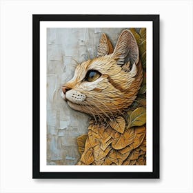 Exotic Shorthair Cat Relief Illustration 4 Art Print