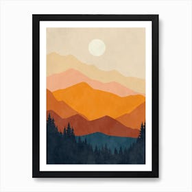 Sunset Over The Mountains 2 Art Print