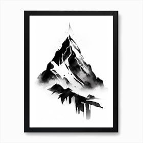 Mountain Peak 1 Symbol Black And White Painting Art Print