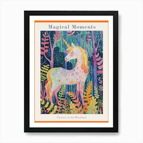 Floral Fauvism Style Unicorn In The Woodland 3 Poster Art Print