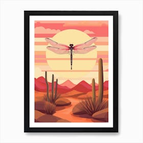  Dragonfly Roseate Skimmer Orthemis Sunset Art Print