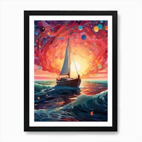 Sailboat At Sunset 6 Art Print