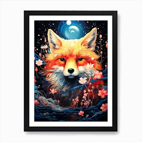 Fox In The Moonlight Art Print