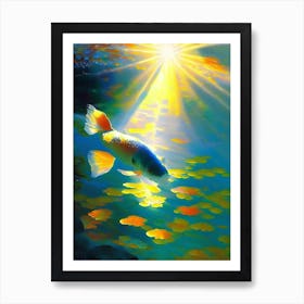 Asagi Koi Fish Monet Style Classic Painting Art Print